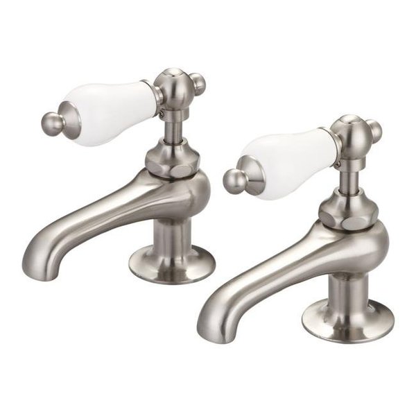 Water Creation Water Creation F1-0003-02-PL Vintage Classic Basin Cocks Lavatory Faucets - Gray & Brushed Nickel F1-0003-02-PL